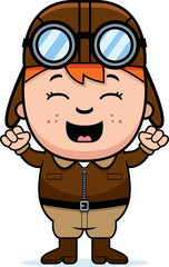 Cartoon Pilot Celebrating