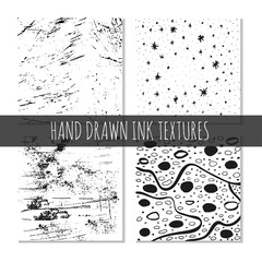 Ink hand drawn textures. Can be uses for wallpaper, background of web page, scrapbook, party decorations, t-shirt designs, cards, prints, postcards, posters, invitations, packaging and so on.