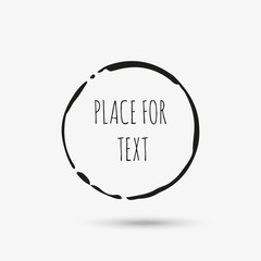 Grunge creative painted circle for logo, label, branding. Black brush stain texture. Vector illustration.