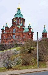 Fototapeta na wymiar The Uspenski cathedral in Helsinki, Finland