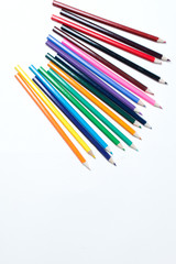 Color pencils on white background 