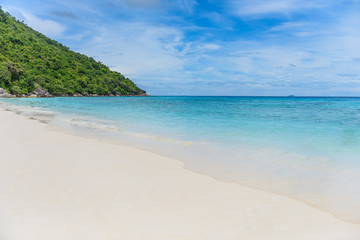 Tropical white sand beach and blue sky. Similan islands