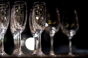 Champagne glasses on a tray