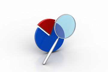 Pie chart with magnifying glass