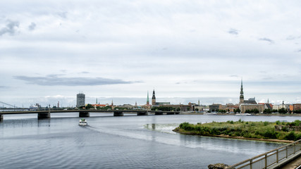 Panorama of the city. The river Daugava. Riga, Latvia