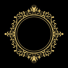 Elegant Circular Classic Decorative Floral Ornamental Vintage Swirl Frame Motif