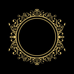 Elegant Circular Classic Decorative Floral Ornamental Vintage Swirl Frame Motif