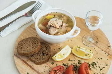Russian traditional fish soup