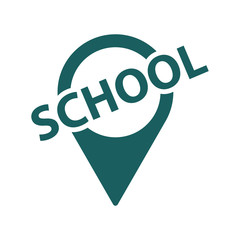 school locaton pin icon on white background