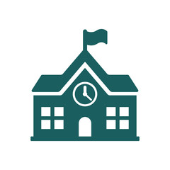 school building icon on white background