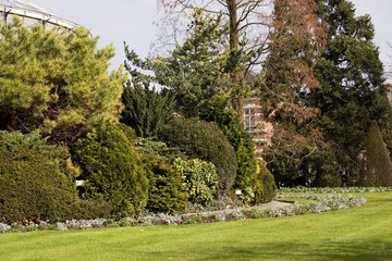 Fototapeta na wymiar Garden design. A spring park in Leuven, The Flanders, Belgium 1