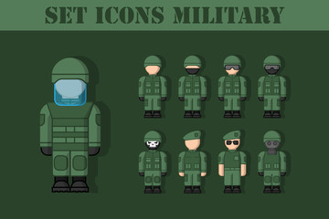 набор иконок военных