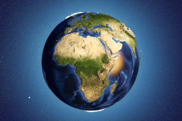Planet Earth from space showing Africa with enhanced bump,3D illustration, Elements of this image furnished by NASA