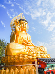 Gold Giant Buddha, Main Buddha Statue at Sanbanggulsa Temple, Sa