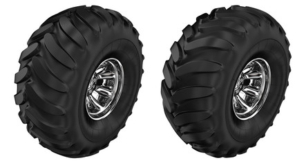 Wheels monster truck. Set 3d image isolated on white © Wire_man