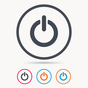 On, off power icon. Energy switch symbol. Colored circle buttons with flat web icon. Vector