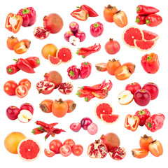 Set of different fruits and vegetables, isolated
