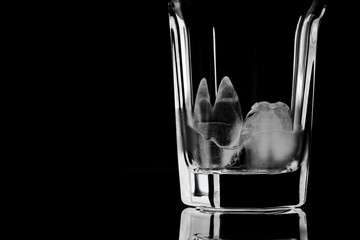 cocktail glas with ice black