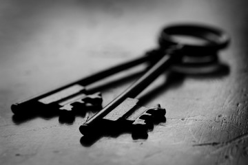 Keys on Wooden Surface to Unlock