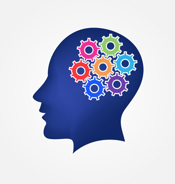 Head brain gears concept of innovation and ideas creative logo vector