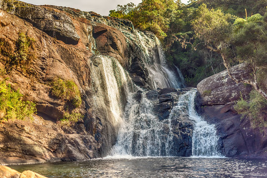 Sri Lanka: Baker's Falls in highland Horton Plains National Park

