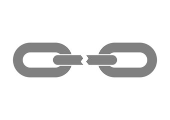  Broken chain on white background