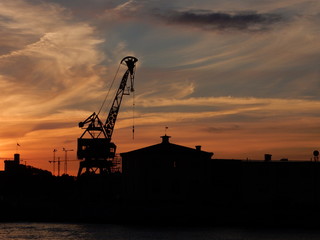Harbour sunset silhouette