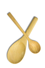 Two spoon wooden on white background