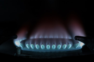 Natural gas burns with a blue flame