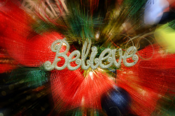 Christmas Tree Decorations with Word Believe