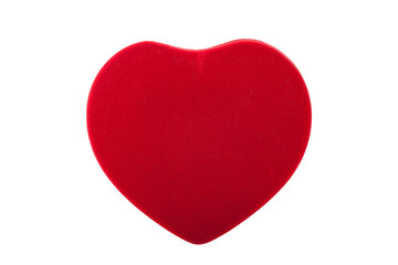 red velvet heart isolated on white background