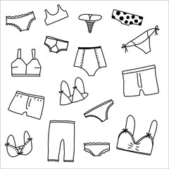 Underwear doodle illustration isolated icons