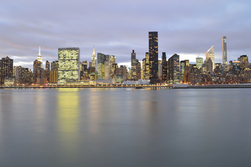Manhattan skyline at evening.
