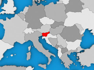 Fototapeta premium Slovenia in red on globe