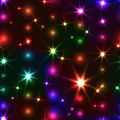 Rainbow seamless background with shiny Christmas chain