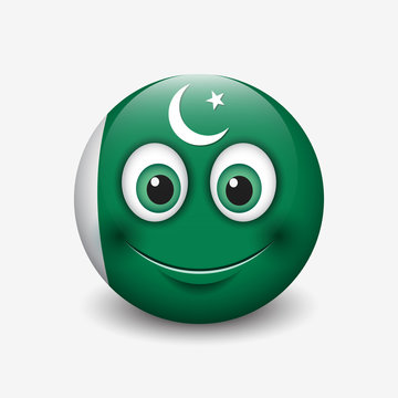 Cute emoticon isolated on white background with Pakistan flag 