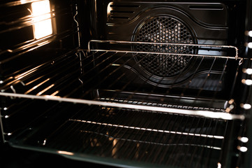 The inside of a stove new oven