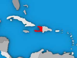 Fototapeta premium Haiti in red on globe