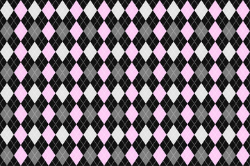 Classic argyle seamless pattern for textile, paper print. Vector illustration. Pink grey.