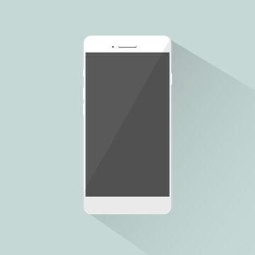 Flat style White Smart Phone Vector Illustration isolated on background