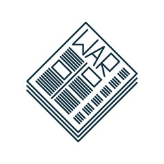 Newspaper war isolated line icon on white background