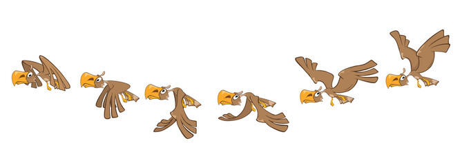 Naklejka premium Cartoon Character Eagle for a Computer Game. Storyboard