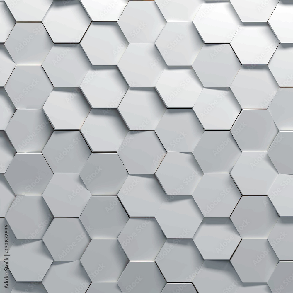 Aufkleber Hexagonal parametric pattern, 3d illustration