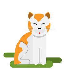 Happy ginger cat flat simple object eps10