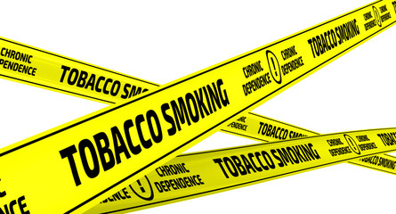 Tobacco smoking. Chronic dependence. Yellow warning tapes