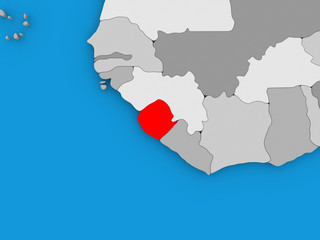 Sierra Leone in red on globe