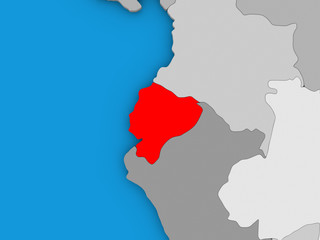 Ecuador in red on globe