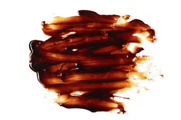Poured chocolate isolated on white background, with clipping path
