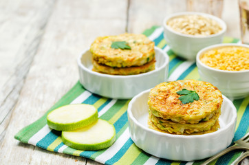 Zucchini lentils oats parsley fritters