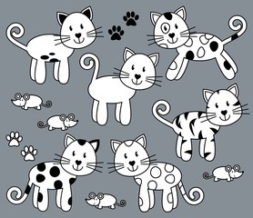 Vector Collection of Cute and Playful Cats or Kittens